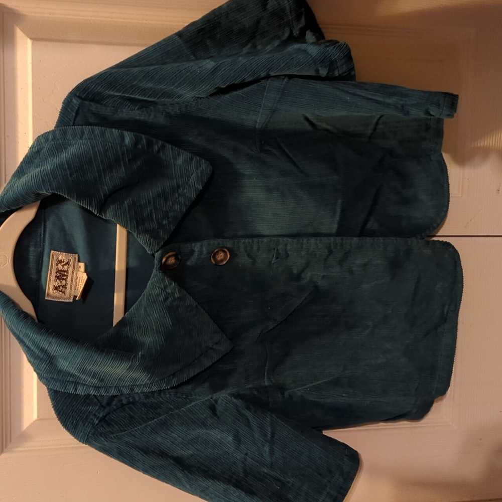 Cropped corduroy dark green jacket